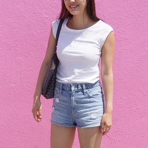 Tularosa Emma High-Rise Denim Shorts